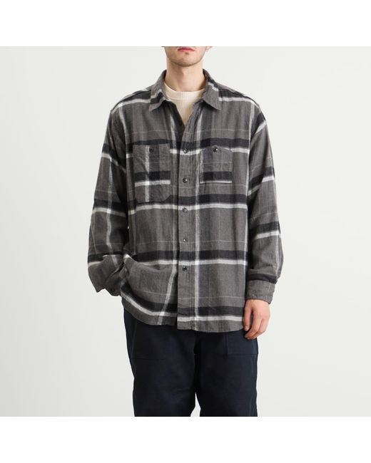 Engineered Garments Gray Brushed Big Plaid Work Shirt for men