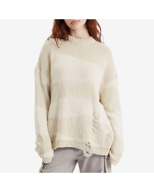 Our Legacy White Popover Roundneck Destructive Wave Knit