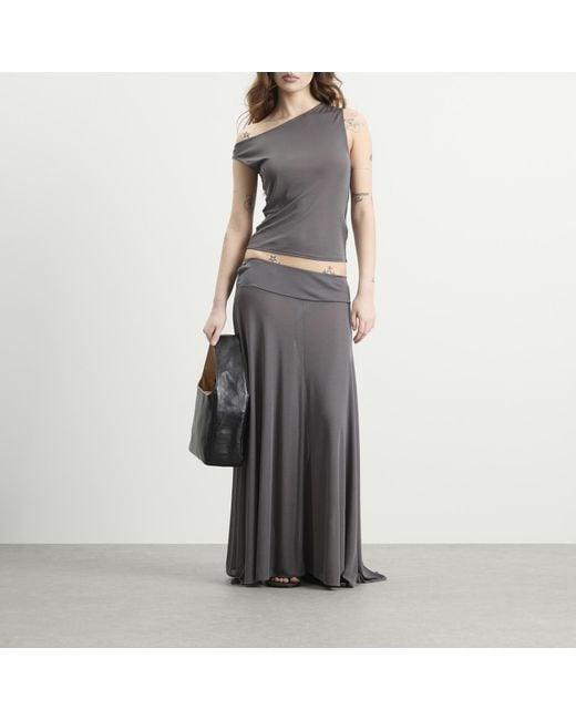 St. Agni Gray Fine Jersey Asymm Top