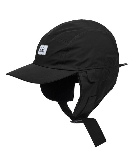C.P. Company Chrome-R Earflap Cap in Black for Men | Lyst
