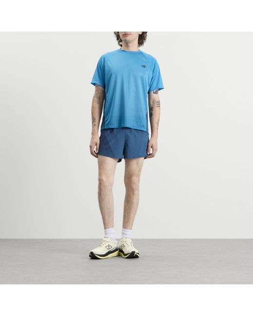 New Balance Blue Viz-Tech Run T-Shirt for men
