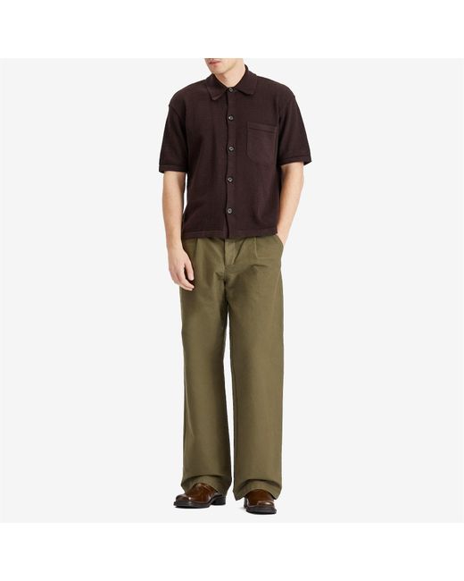 Oliver Spencer Brown Short Sleeve Mawes Knited Shirt for men