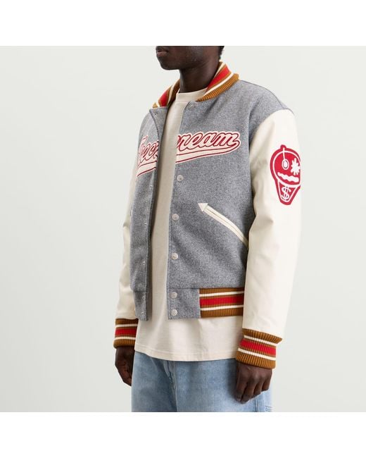 ICECREAM Gray Waitress Varsity Jacket for men