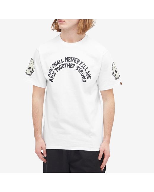 A Bathing Ape White Souvenir Skull Team T-Shirt for men