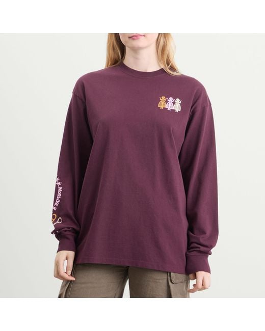 Damson Madder Purple Paper Cut Gals Long Sleeve T-Shirt