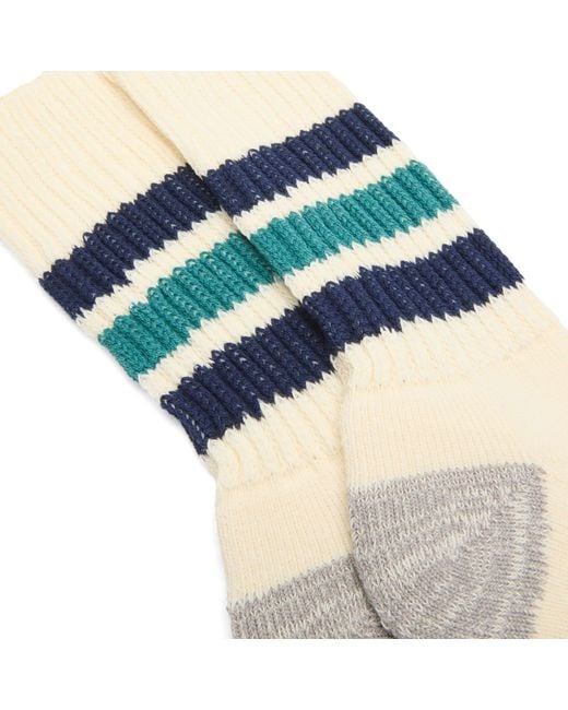 RoToTo Blue Coarse Ribbed Old School Crew Sock