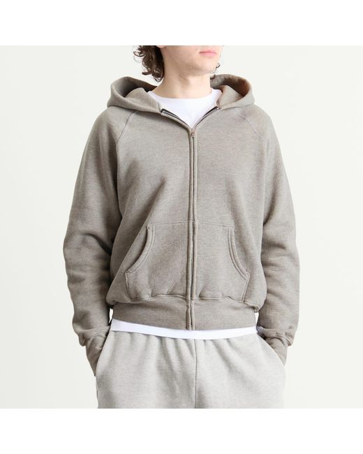 Les Tien Gray Heavyweight Raglan Zip Hoodie for men