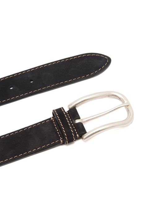 Andersons Black Stitch Trimmed Nubuck Leather Belt for men