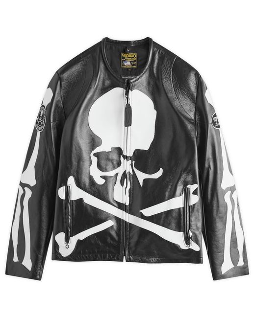 MASTERMIND WORLD Gray X Vanson Leather Biker Jacket for men