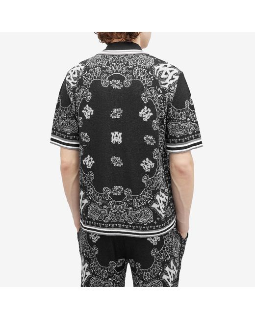 Amiri Black Bandana Knitted Polo Shirt for men