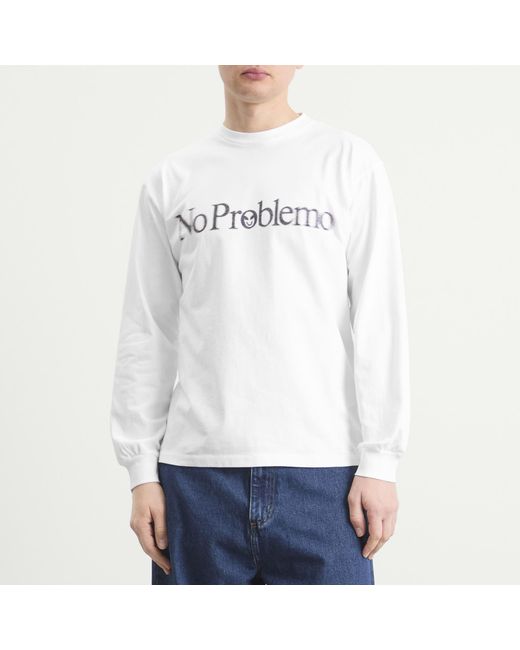 No Problemo White Smile Away Long Sleeve T-Shirt for men