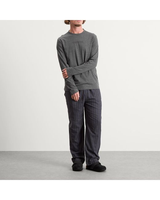 Calvin Klein Gray Flannel Pyjama Set for men