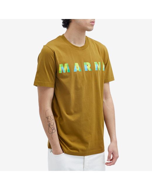 Marni Yellow Gingham Logo T-Shirt for men