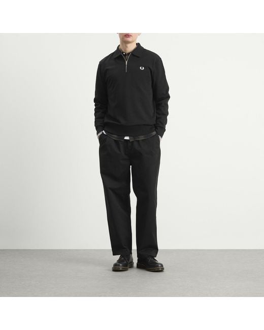 Fred Perry Black Half Zip Collared Sweatshirt for men