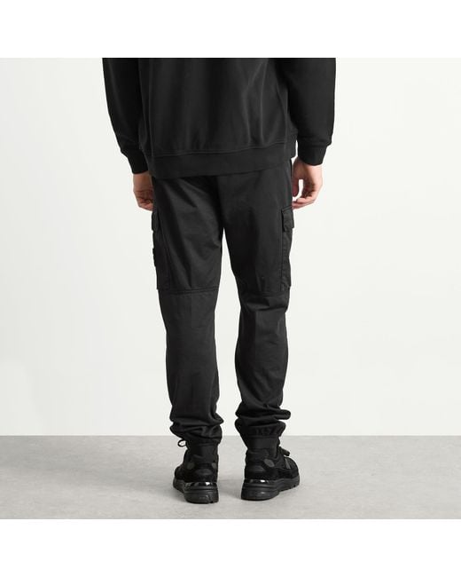 Stone Island Black Sateen Cargo Jogger Pants for men