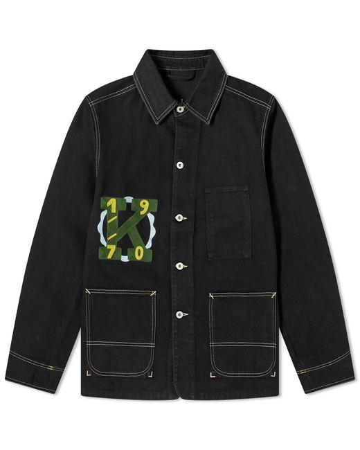 KENZO Black Varsity Denim Workwear Jacket for men