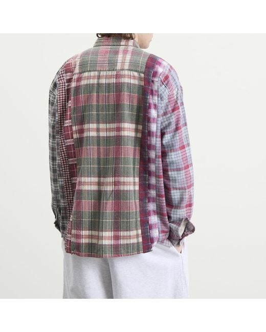 Needles Purple 7 Cuts Wide Flannel Shirt for men