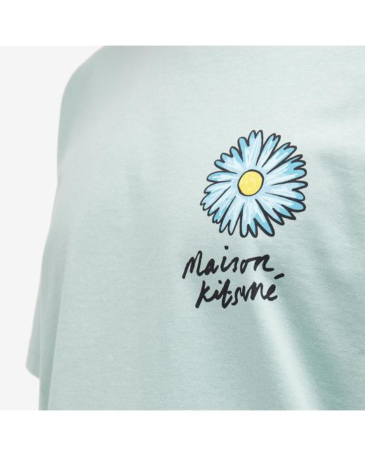 Maison Kitsuné Blue Floating Flower Comfort T-Shirt for men