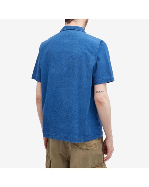 Universal Works Blue Seersucker Road Shirt for men