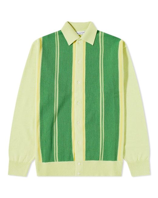 Flagstuff Green Stripe Cardigan Polo Shirt for men