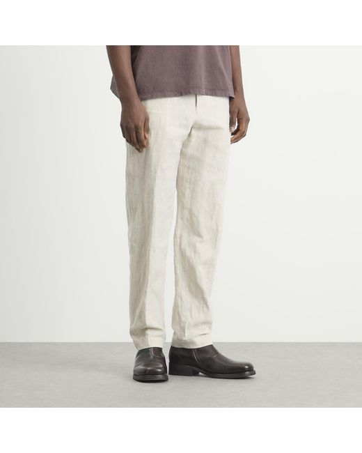 Dries Van Noten Natural Herringbone Cotton Linen Trouser for men