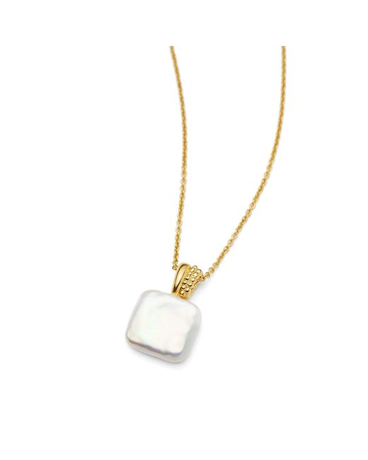 Missoma Metallic Square Pearl Baya Pendant Necklace