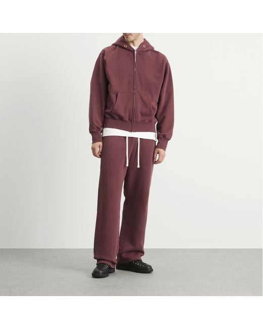Les Tien Purple Heavyweight Zip Hoodie for men