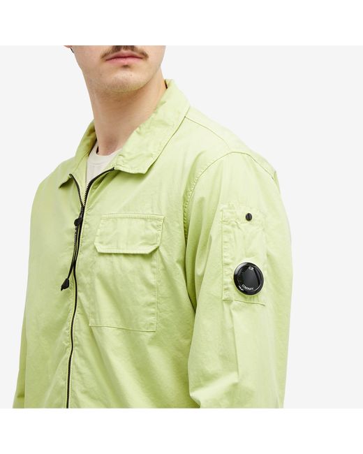 C P Company Green Gabardine Zipped Shirt for men