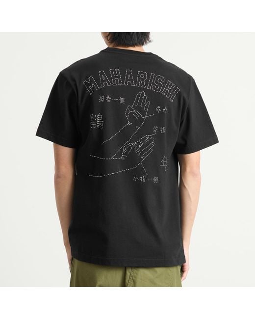 Maharishi Black Maha-Paizhi Sashiko T-Shirt for men