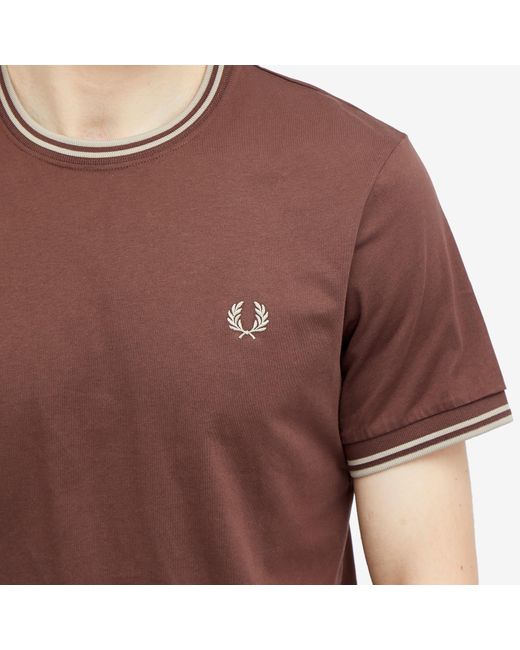 Fred Perry Brown Twin Tipped T-Shirt for men