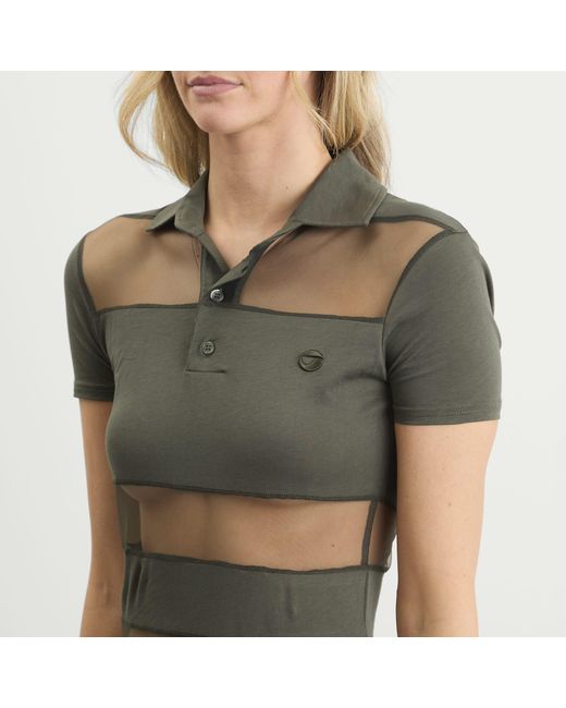Coperni Green Striped Sheer Polo Dress