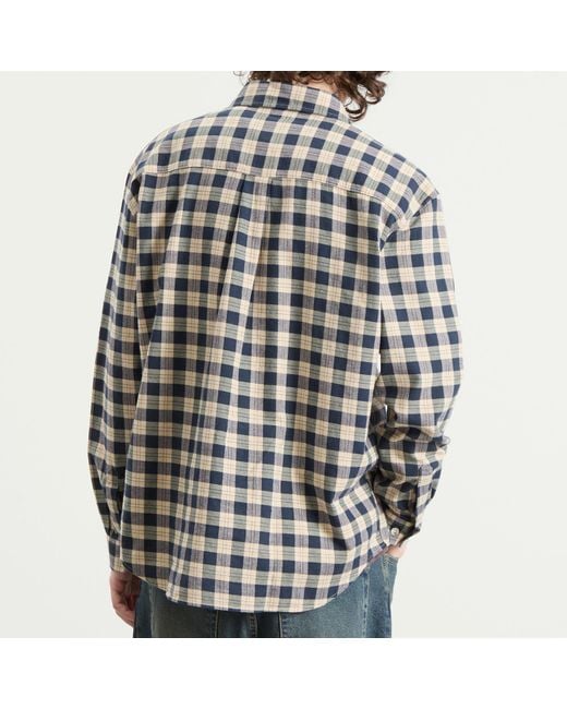 POLAR SKATE Gray Mitchell Check Shirt for men
