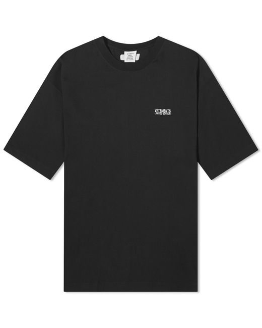 Vetements Black Embroidered Logo T-Shirt for men