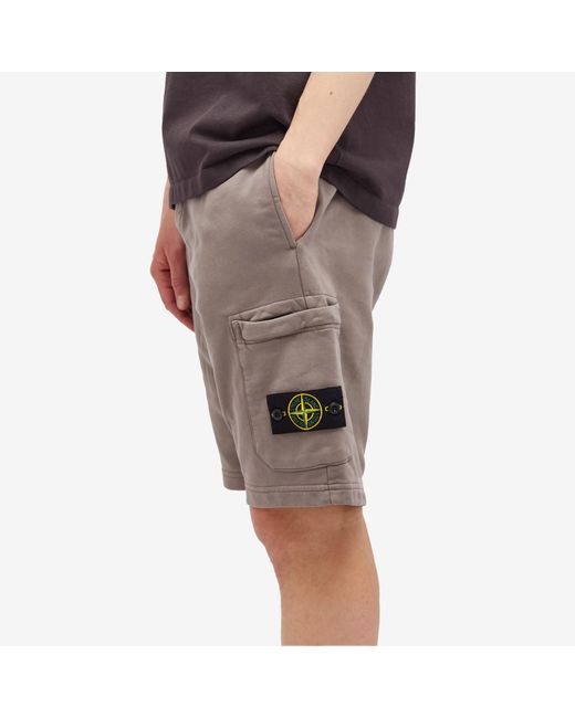 Stone Island Gray Garment Dyed Sweat Shorts for men