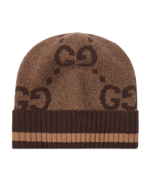 Gucci Brown Gg Cashmere Beanie Hat for men