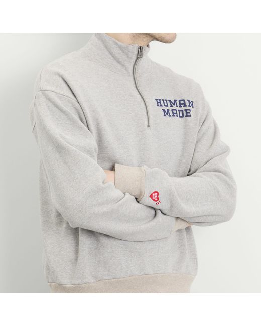 Human Made Gray Half-Zip Sweatshirt for men