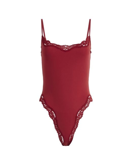 Skims Red Fits Everybody Lace Cami Bodysuit