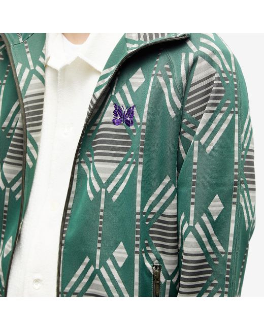 Needles Green Poly Jacquard Track Jacket for men