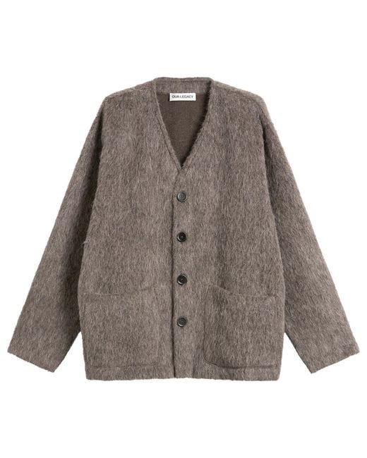 Our Legacy Brown Hairy Wool Cardigan for men