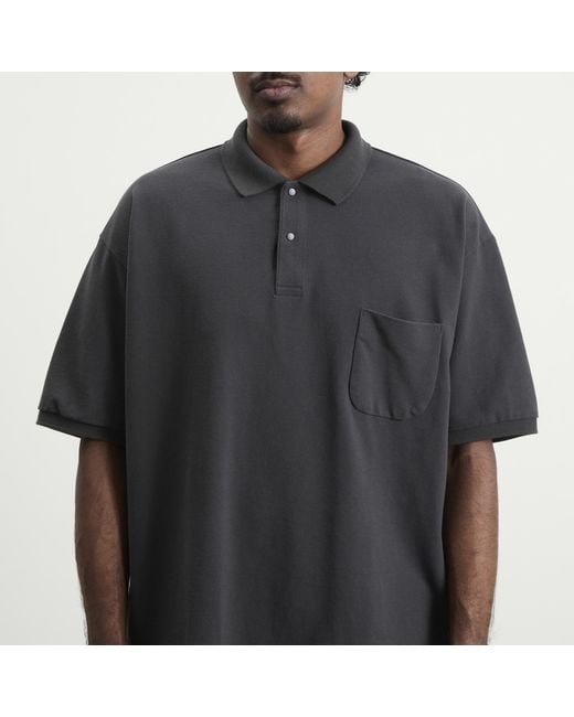 Nanamica Black Snap Polo Shirt for men
