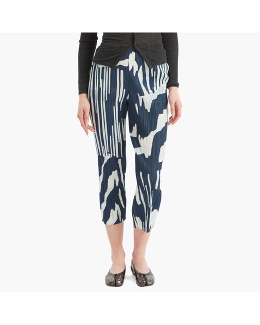 Pleats Please Issey Miyake Blue Refraction Print Pleated Trousers