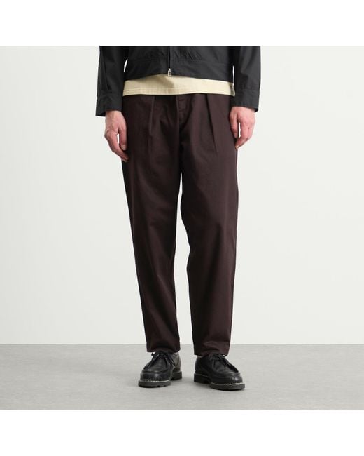 Universal Works Brown Twill Pleated Track Pant for men