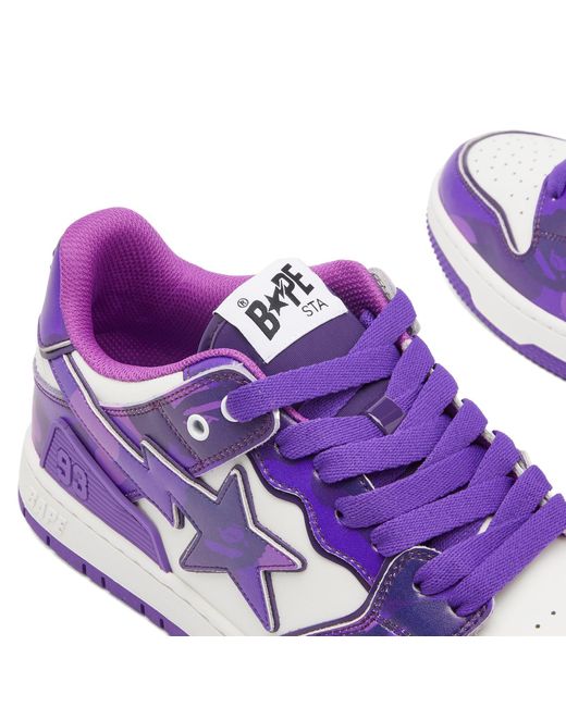 A Bathing Ape Purple Camo Leather Sk8 Sta Sneaker for men