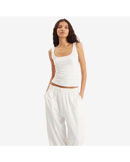 Skims White Square Neck Tank Top