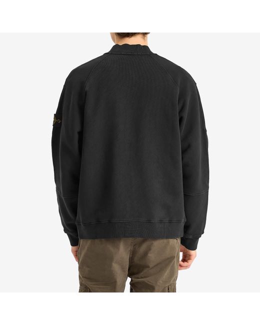 Stone Island Black Old Effect Fleece Bomber Jacket for men