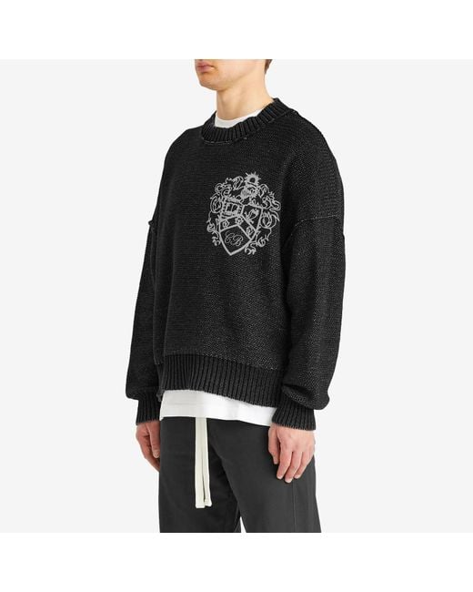 Cole Buxton Black Collegiate Crest Knit Sweater for men