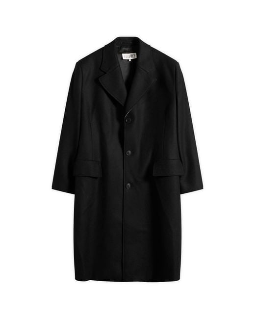 Maison Margiela Black Mm6 Wool Overcoat for men