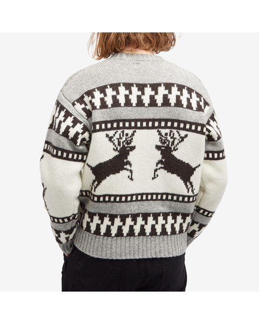 Beams Plus Multicolor Winter Pattern Crew Jumper for men