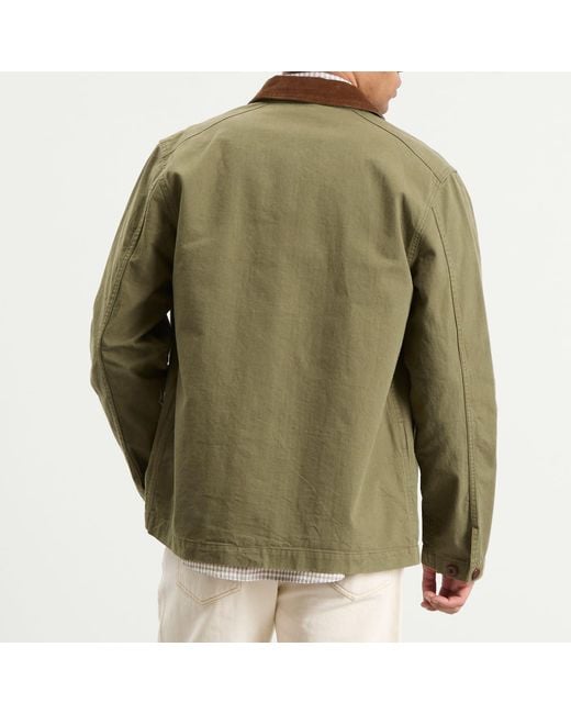 Drake's Green Twill Fatigue Jacket for men