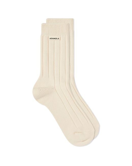 ADANOLA Natural Chunky Cotton Rib Socks